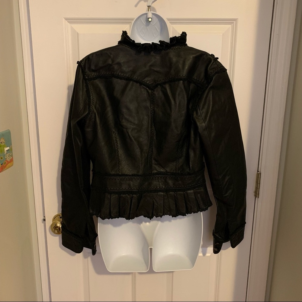 🖤GENUINE LEATHER JACKET with Ruffles - Picture 4 of 5